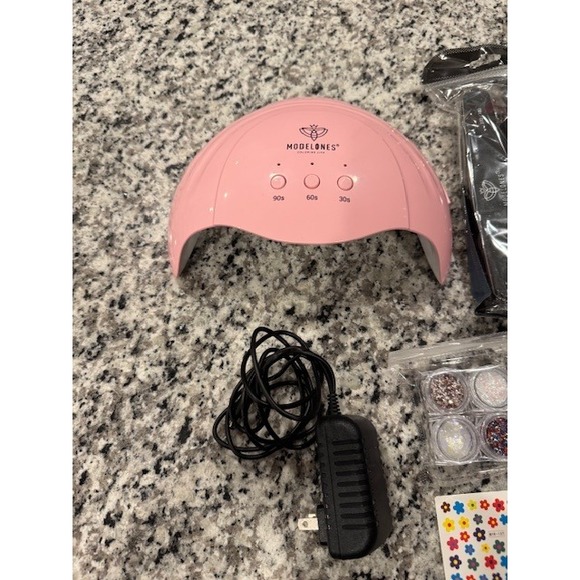 Modelones Gel Nail Polish Kit UV LED Lamp Glitter Stickers Rhinestones Tools - Picture 2 of 13